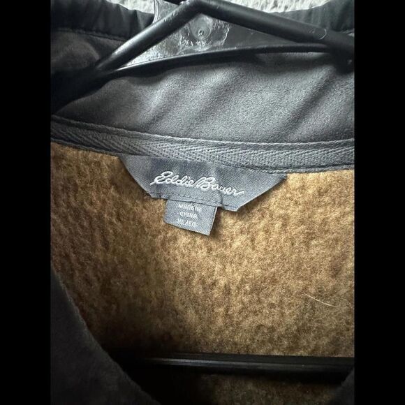 Eddie Bauer Sweatshirt Mens Extra Large Brown 1/4 Zip Pullover Fleece Mock Neck - Picture 2 of 12